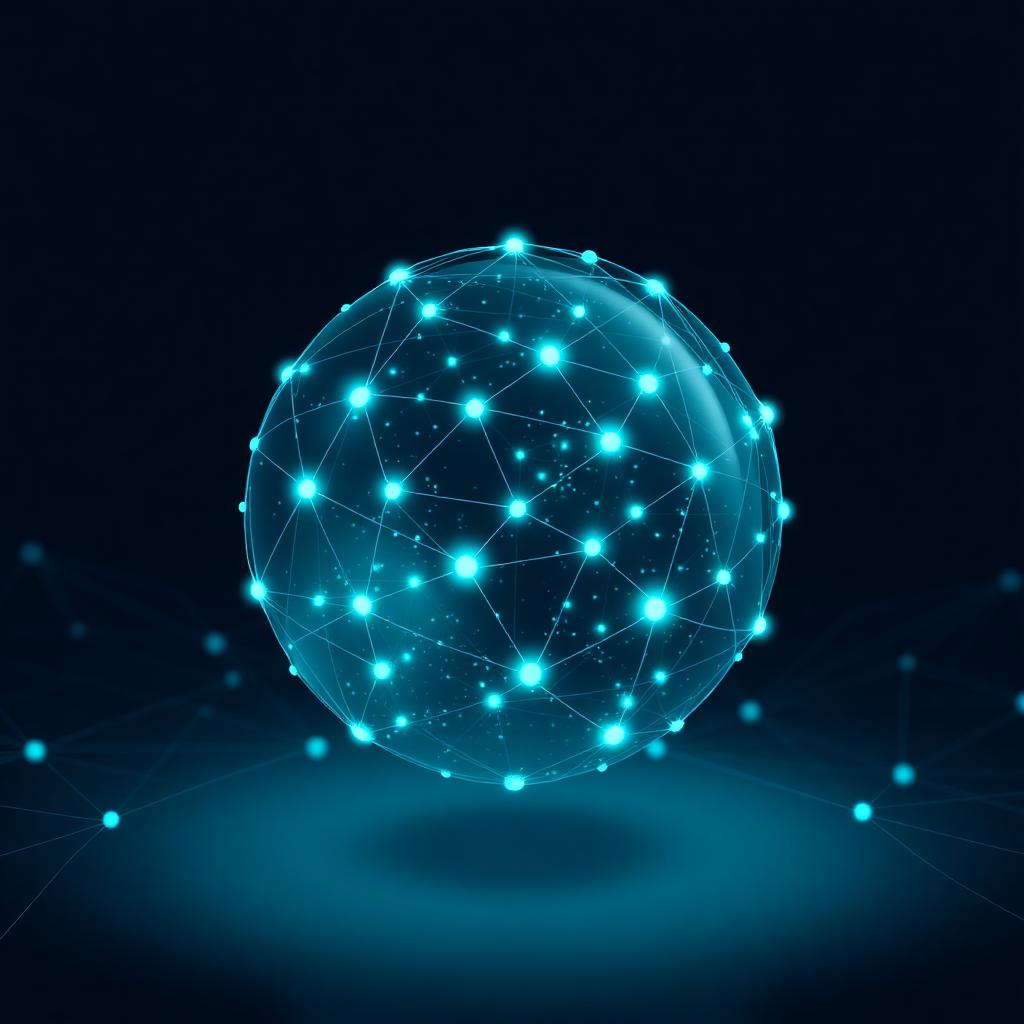 Sarina AI intelligence core visualised as a glowing teal particle sphere