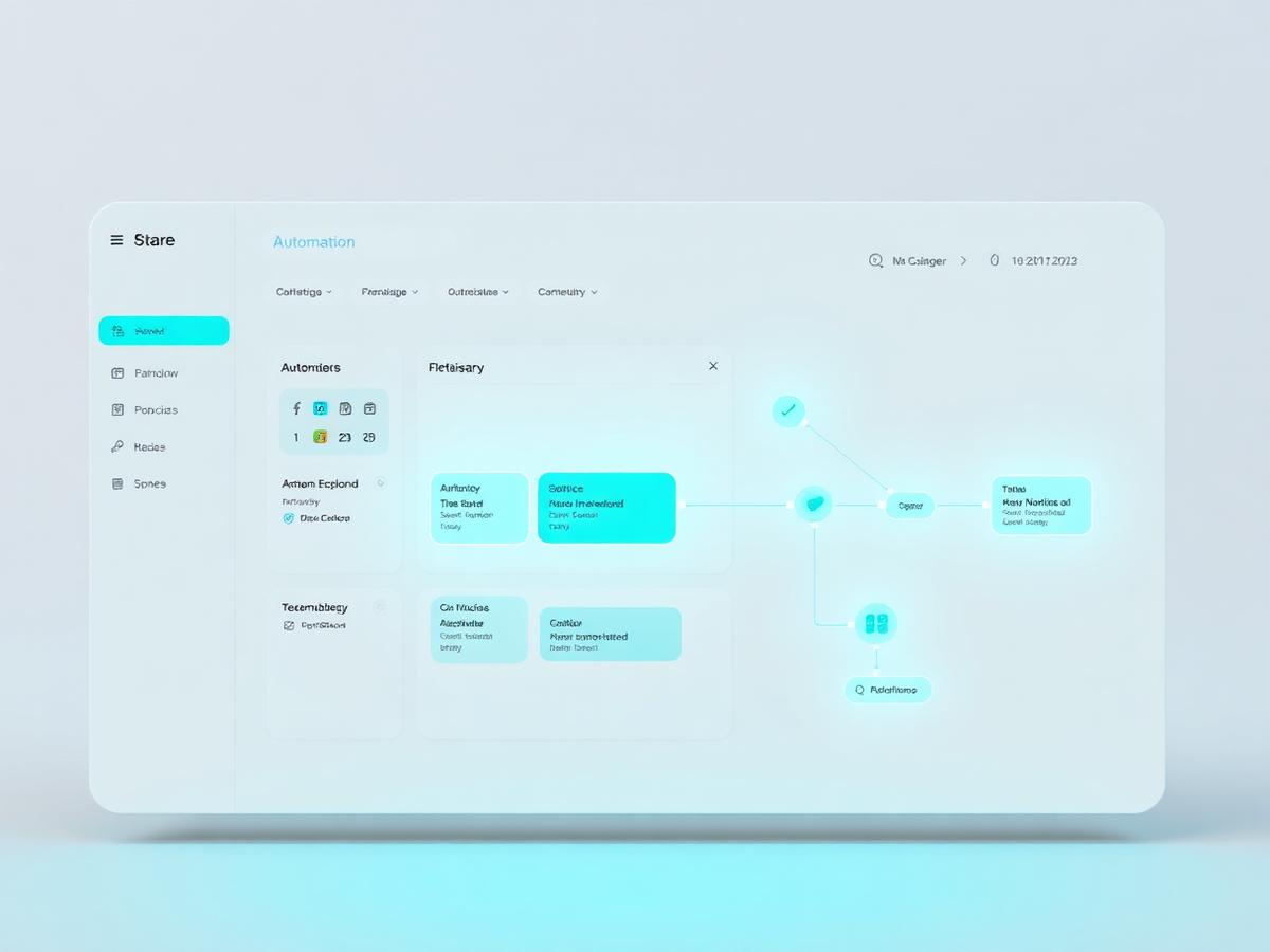 Automation dashboard with calendar and glowing workflow nodes